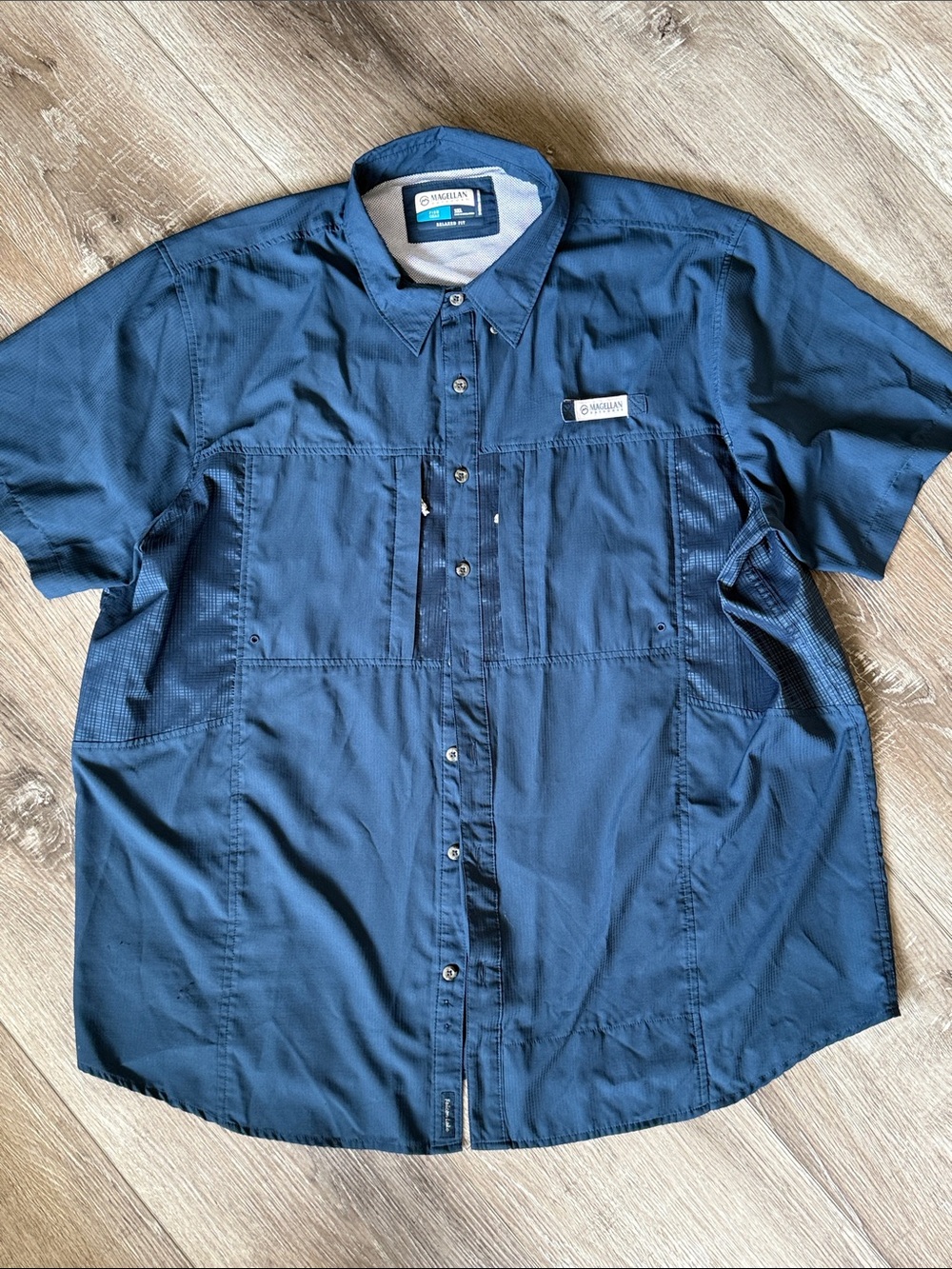 Magellan Outdoors Men’s Short Sleeve Relaxed Fit Shirt - Navy Blue